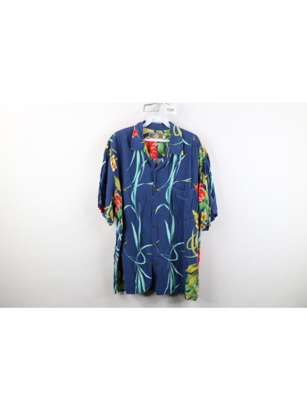 Vtg 90s Streetwear Mens Large Rayon Gabardine Flower Hawaiian Button Shirt USA